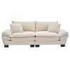 Corduroy Sofa Sleeper Couch Loveseat Sofa with Pillows Comfy Upholstered Deep Seat Sofa -Beige Corduroy - as Pic