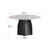 53" Round Marble Dining Table with Black Textured Solid Wood Base, Artificial Marble for 6 People(Dining Table Only) - as Pic