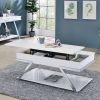 Contemporary Style White 1pc Coffee Table Lift Top Design High Gloss Finish Chrome Frame Living Room Furniture - as Pic