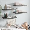 Floating Wall Shelves 4 pcs High Gloss Gray 19.7"x9.1"x1.5" MDF - Grey