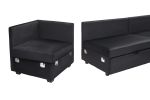 Convertible Pull Out Sleeper Sofa Bed with Storage Chaise, Oversized U Shaped Sectional Couch Bed with 2 Pillows, Velvet, Black