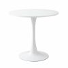 White Round Table, Modern Dining Table, MDF Top and Steel Base Tulip Round Kitchen Table, Mid Century Coffee Table for Living Room 24 Inch - as Pic