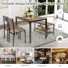 4 Pieces Rustic Dining Table Set with 2 Chairs and Bench - Gray