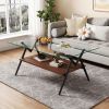 Coffee Table and End tables Set of 3, Tempered Glass Table with MDF layer, Modern Tables for Living Room , Transparent Glass - as Pic
