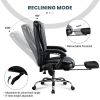 Massage Office Chair with Heat and 6 Vibration Points,Executive Office Chair with Foot Rest and Padded Armrests,Reclining Backrest and Wheels