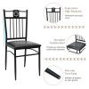 5 Pieces Dining Set Wood Metal Table and 4 Chairs with Cushions - Black