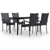 5 Piece Patio Dining Set Black - Black