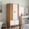 Wardrobe OLDEN White and Brown 30.1"x20.9"x67.7" Solid Wood Pine - White