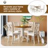 Mid-Century Solid Wood 5-Piece Round Dining Table Set, Kitchen Table Set with Upholstered Chairs for Small Places - Walnut - Solid Wood