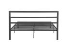 Queen Size Metal Bed Frame with Headboard Charcoal Grey - as Pic