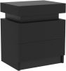 Modern Black LED Nightstand with Led Lights Bedside table with 2 High Gloss Drawers for Bedroom - Black - Particle Board
