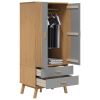 Wardrobe OLDEN Gray and Brown 30.1"x20.9"x67.7" Solid Wood Pine - Gray