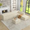 L shape Modular Sectional Sofa,DIY Compressed Sectional Sofa Modern Minimalist Style Corduroy Couch, Sleeper Sofa BEIGE