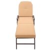 Adjustable Outdoor Steel Patio Chaise Lounge Chair with 5 Positions, UV-Resistant Cushions Beige - Cushions Beige