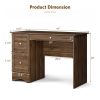 Wooden Vintage Computer Desk with 3 Drawers for Home and Office - Brown