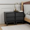 2 Set Nightstands Features Vintage-style and Bevel Design, Made of MDF, Mid Century Modern Nightstand, Night Stand for Bedroom - Black - MDF