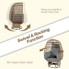 Outdoor Swivel Chair with Cushions, Rattan Egg Patio Chair with Rocking Function for Balcony, Poolside and Garden - Natural+Grey - Wicker