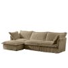 L-Shaped Slipcovered Sectional Sofa Couch, Comfy Deep Seat Cloud Couch with Convertible Ottoman & 2 Big Pillows, Camel Corduroy