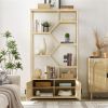 Rattan 7 Tier Bookcase with Cabinet