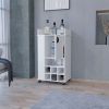 Allandale 1-Door Bar Cart with Wine Rack and Casters White - as Pic