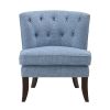 1pc Modern Blue Upholstery Button Tufted Accent Chair Solid Wood Legs Classic Living Room Furniture - as Pic