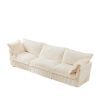 Slipcovered Sofa Couch, Modern 3 Seater Sofa with Suppleness Armrests, Deep Seat Sofa with Soft Multiple Big Pillows & Cream Corduroy Fabric - as Pic