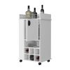 Allandale 1-Door Bar Cart with Wine Rack and Casters White - as Pic