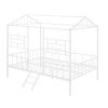 Metal House Bed Frame Full Size with Slatted Support No Box Spring Needed  - White