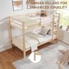 Twin over Twin Bunk Bed with Thick Posts,Wooden Bunk Bed with High Guardrail and Ladder - Natural - Wood