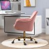 Pink Velvet Swivel Chair with High Back and Golden Color Base