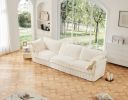 Slipcovered Sofa Couch, Modern 3 Seater Sofa with Suppleness Armrests, Deep Seat Sofa with Soft Multiple Big Pillows & Cream Corduroy Fabric - as Pic