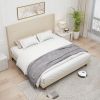 Stylish High Headboard Bed, 54 "High Headboard, High Quality, Comfortable High Back Design Ideal for Reading or Relaxing, King Size, Beige - as Pic