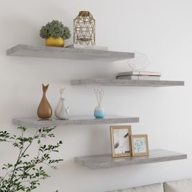 Floating Wall Shelves 4 pcs Concrete Gray 31.5"x9.3"x1.5" MDF - Grey