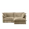 Slipcovered Sectional 2 Seater Sofa Couch with Convertible Ottoman, Wide and Deep Seat L Shaped Sofa,Camel Corduroy Fabric - as Pic