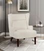 Contemporary Beige Wingback Accent Chair Chenille Upholstery Plywood Frame Living Room Furniture 1pc - as Pic