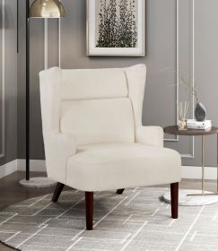 Contemporary Beige Wingback Accent Chair Chenille Upholstery Plywood Frame Living Room Furniture 1pc - as Pic