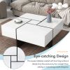 ON-TREND Unique Design Coffee Table with 4 Hidden Storage Compartments, Square Cocktail Table with Extendable Sliding Tabletop, 31.5"x 31.5" - as Pic