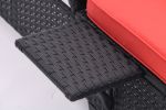 Outdoor Patio Chaise Lounge Chair,Lying in bed with PE Rattan and Steel Frame,PE Wickers,Pool Recliners- Black+Red