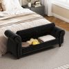 64.5" Bed Bench for Bed Room Nails Tufted Chaise of Lounge with Storage Velvet Upholstery Black - as Pic