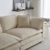 Modern Fabric Loveseat Sofa Couch for Living Room, Upholstered Large Size Deep Seat 2-Seat Sofa with 4 Pillows ,Beige Chenille - as Pic