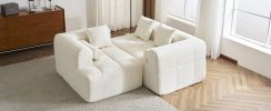 101.2" Sectional Sofa Full-Compressed Sofa Modular Sofa Couch Free-combined Sofa with Deep Seating for Living Room, Beige - as Pic