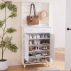 Entryway Bedroom Armoire,Shoe Cabinet,Wardrobe Armoire Closet, Drawers and Shelves, Handles, Hanging Rod, white - as picture