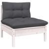 6 Piece Patio Lounge Set with Cushions White Pinewood - White