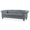 84.65" Rolled Arm Chesterfield 3 Seater Sofa. - Grey