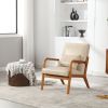 COOLMORE Modern Accent Chair, Solid Wood Padding Lounge Armchairs With One pillow for Living Room, Bedroom, Guest Room (Khaki PU) - as Pic