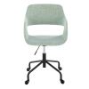 Margarite Contemporary Adjustable Office Chair in Black Metal and Light Green Fabric by LumiSource - as Pic