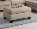 Sand Color 3pcs Sectional Living Room Furniture Reversible Chaise Sofa And Ottoman Polyfiber Linen Like Fabric Cushion Couch - as Pic