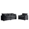 Modern Living Room Sofa Two-Piece Set, Suitable for Living room and Bedroom Sofa Set, Consists of a Single Seat and a 3-Seater Sofas, Grey Corduroy