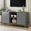 Modern TV Stand for TVs up to 55 Inches,Entertainment Center Media Console,Adjustable Shelf,Metal Legs- Gray - MDF