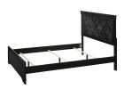 Modern 1pc Black Finish Queen Size Panel Bed Wooden Fabric Upholstered Headboard Crystal-Like Button Tufted Fabric Bedroom Furniture - as Pic